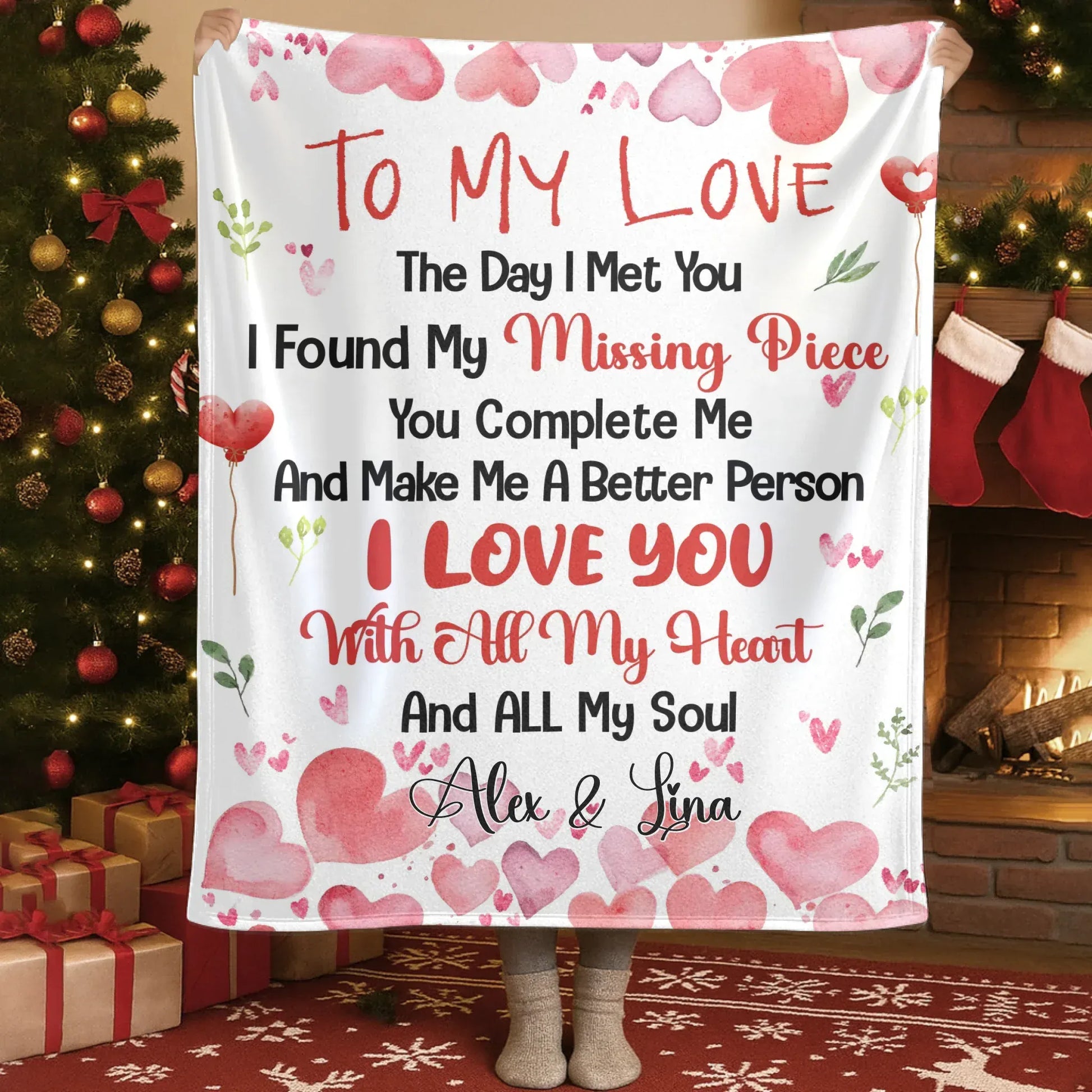 The Day I Met You, I Found My Missing Piece - Personalized Couple Custom Blanket