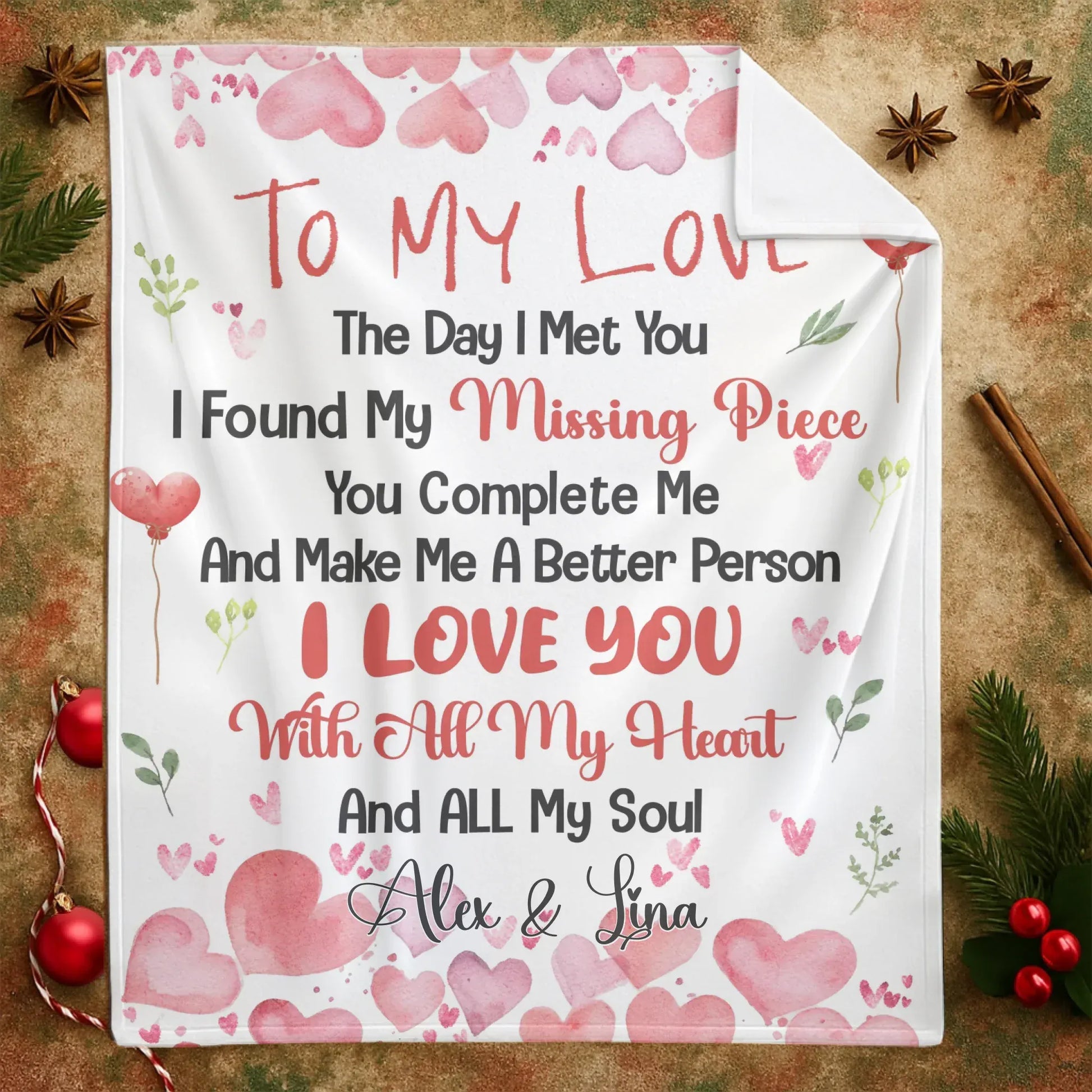 The Day I Met You, I Found My Missing Piece - Personalized Couple Custom Blanket