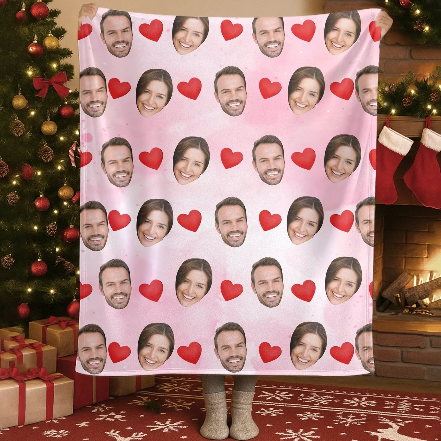 I Look At You, And I'm Home - Personalized Couple Multi Photos Custom Blanket