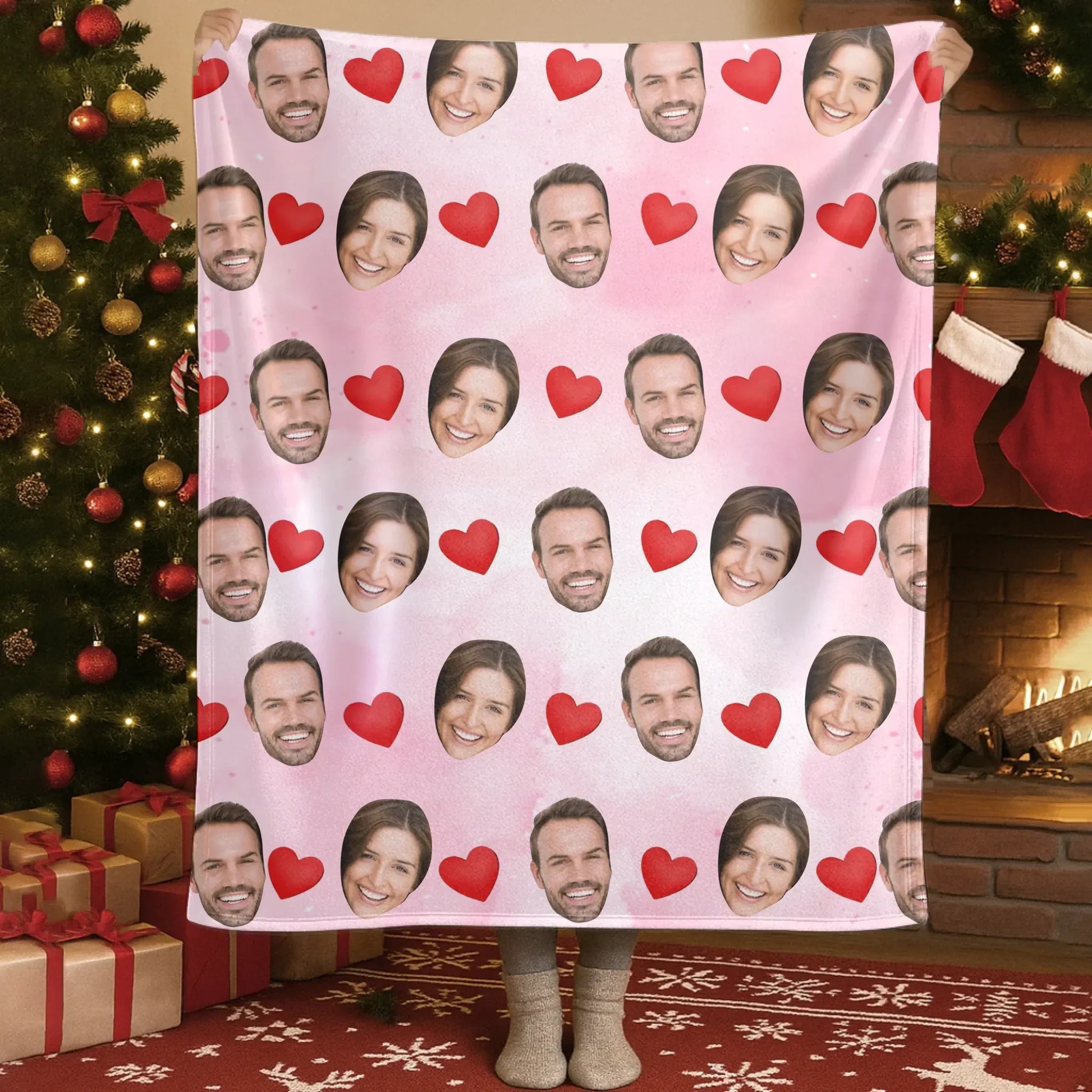 I Look At You, And I'm Home - Personalized Couple Multi Photos Custom Blanket