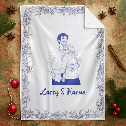 The Best Thing To Hold Onto In Life Is Each Other - Personalized Couple Toile De Jouy Style Photo Custom Blanket
