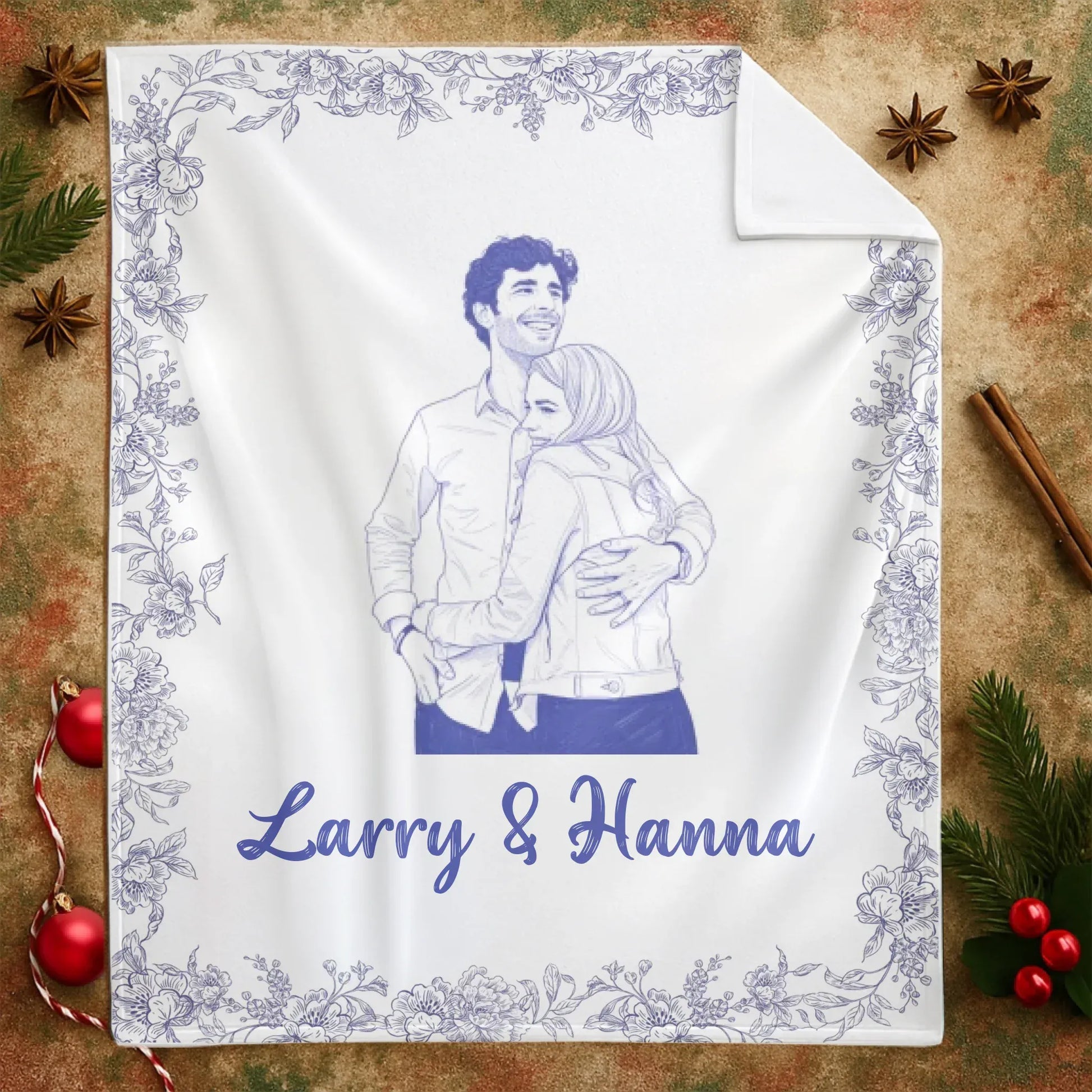 The Best Thing To Hold Onto In Life Is Each Other - Personalized Couple Toile De Jouy Style Photo Custom Blanket