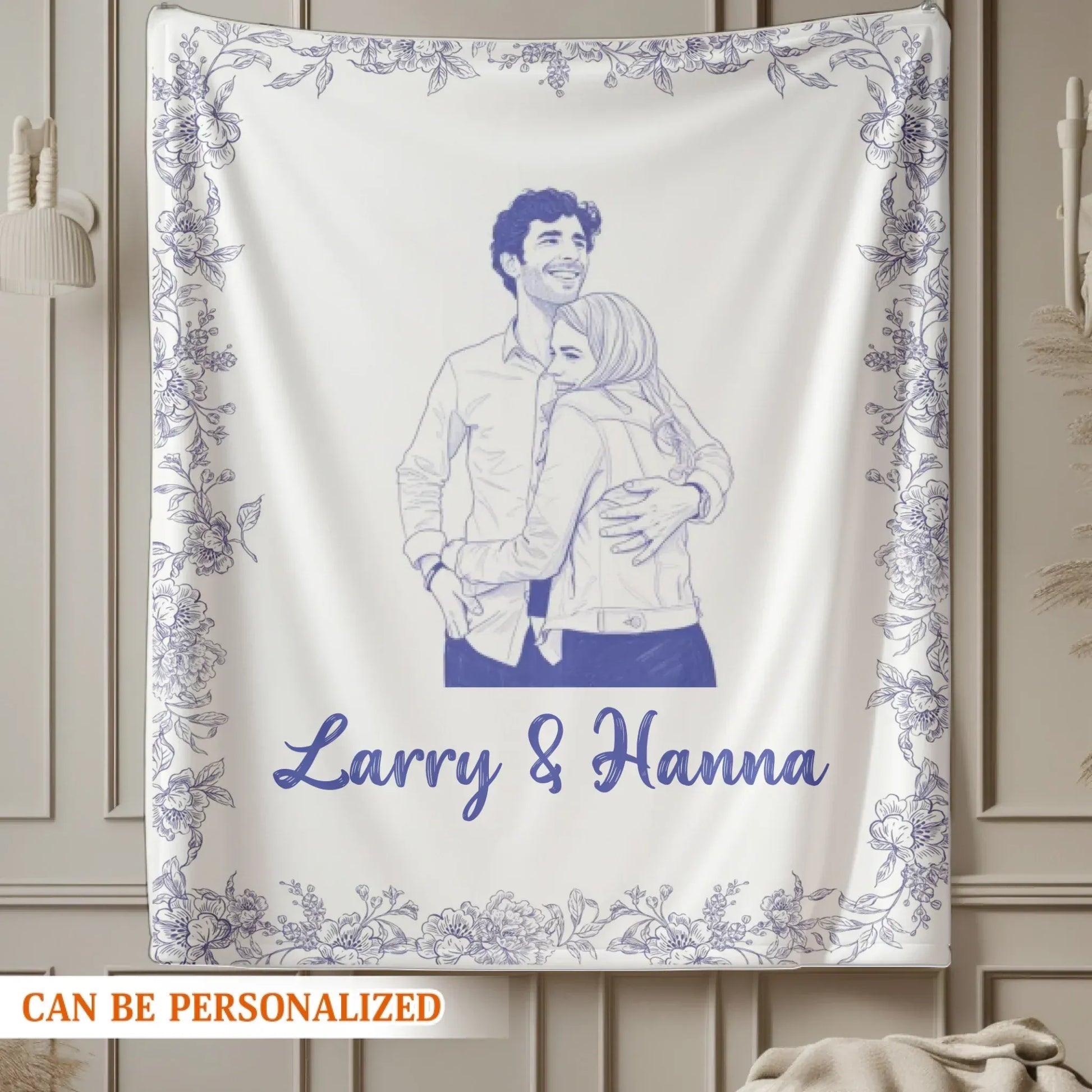 The Best Thing To Hold Onto In Life Is Each Other - Personalized Couple Toile De Jouy Style Photo Custom Blanket