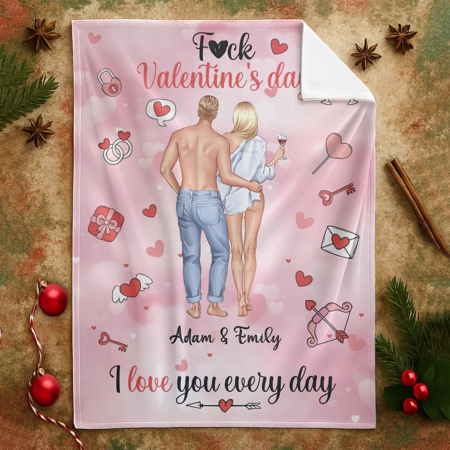 F*ck Valentine's Day, I Love You Every Day - Personalized Couple Custom Blanket