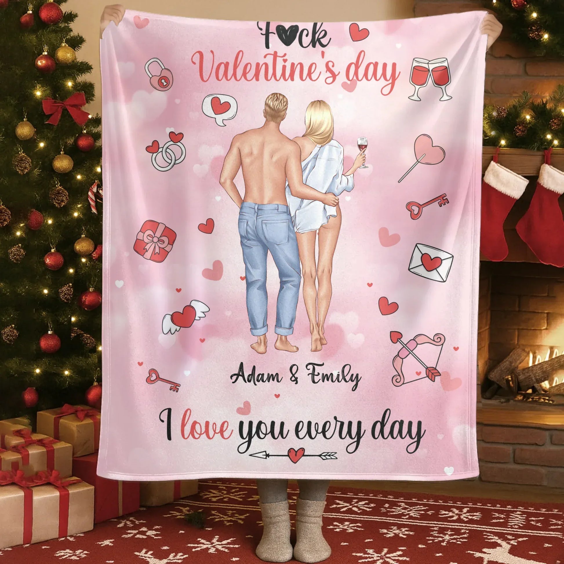 F*ck Valentine's Day, I Love You Every Day - Personalized Couple Custom Blanket
