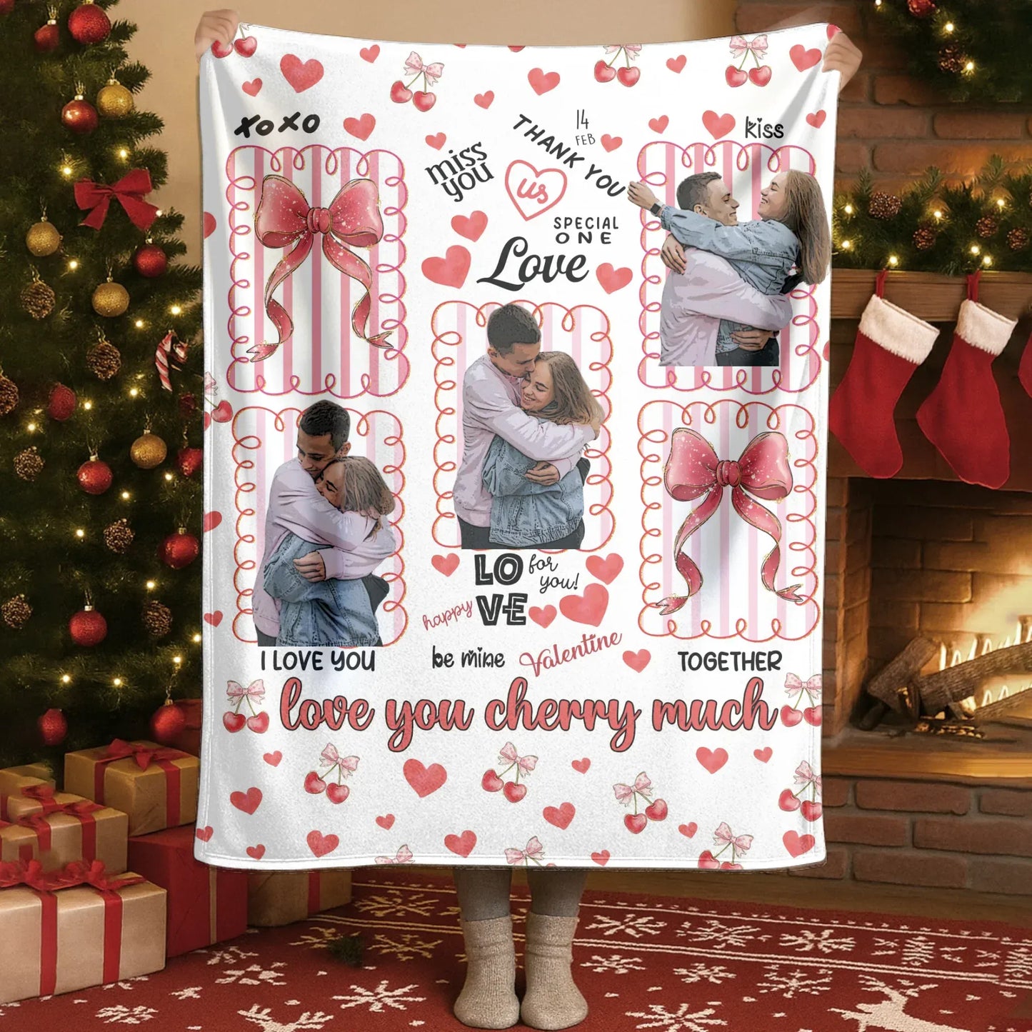 Personalized Blankets Blanket - TD / White / 30x40in / 76x101cm I Love You Cherry Much - Personalized Couple Custom Blanket