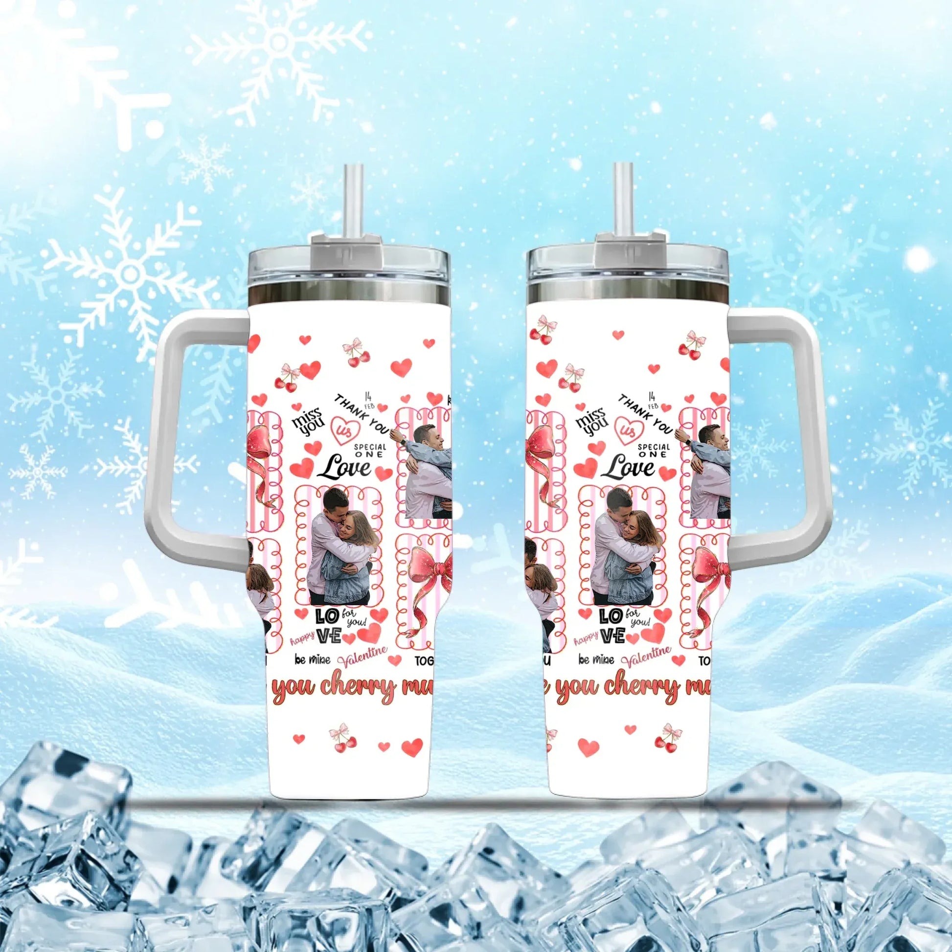 Personalized Tumblers TUMBLER - TD / WHITE / 40oz I Love You Cherry Much - Personalized Couple Custom Tumbler