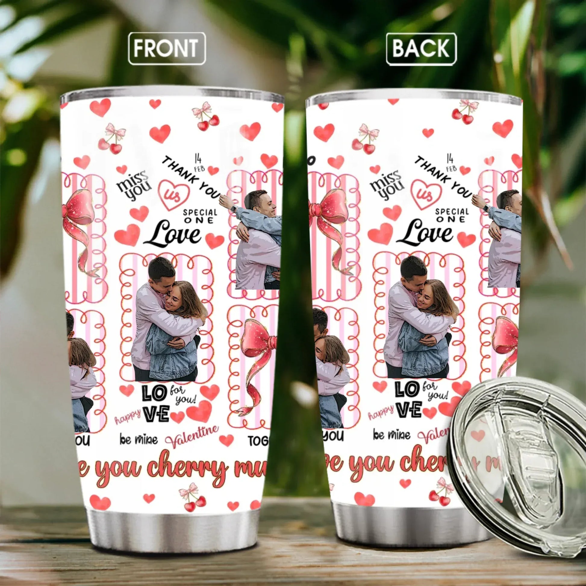 Personalized Tumblers TUMBLER - TD / WHITE / 20oz I Love You Cherry Much - Personalized Couple Custom Tumbler