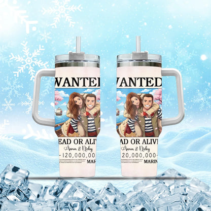 Personalized Tumblers TUMBLER - TD / WHITE / 40oz You And I, Lost In A Dreamy Animated World - Personalized Couple Photo Custom Tumbler