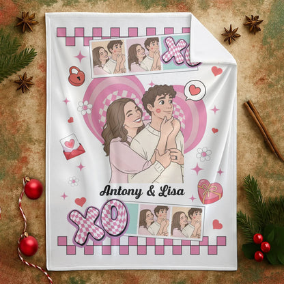 Personalized Blankets Me And You, Lost In A Dreamy Cartoon World - Personalized Couple Custom Blanket