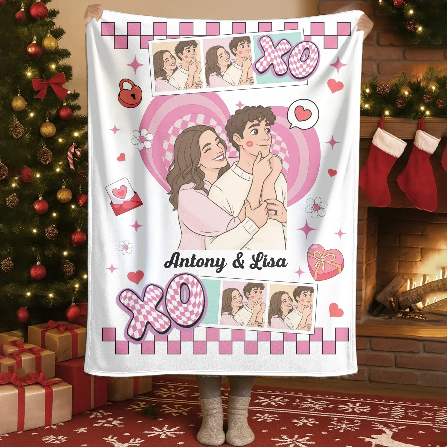 Personalized Blankets Blanket - TD / White / 30x40in / 76x101cm Me And You, Lost In A Dreamy Cartoon World - Personalized Couple Custom Blanket