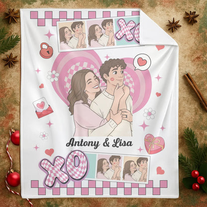 Personalized Blankets Me And You, Lost In A Dreamy Cartoon World - Personalized Couple Custom Blanket