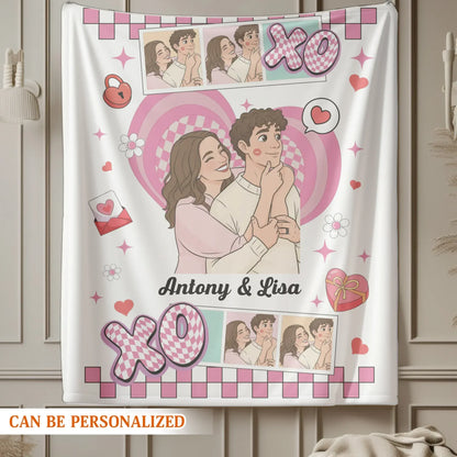 Personalized Blankets Me And You, Lost In A Dreamy Cartoon World - Personalized Couple Custom Blanket