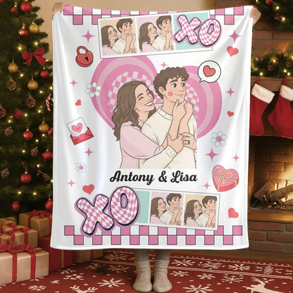Personalized Blankets Me And You, Lost In A Dreamy Cartoon World - Personalized Couple Custom Blanket