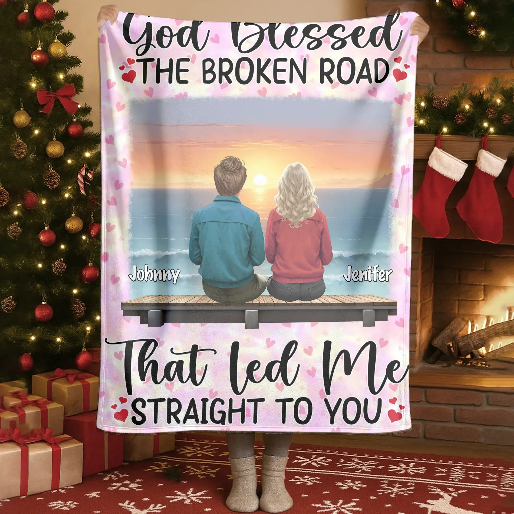 Personalized Blankets Blanket - TD / White / 30x40in / 76x101cm God Blessed The Broken Road, That Led Me Straight To You - Personalized Couple Custom Blanket