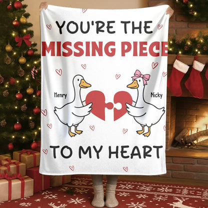 Personalized Blankets Blanket - TD / White / 30x40in / 76x101cm You're The Missing Piece To My Heart - Personalized Couple Custom Blanket