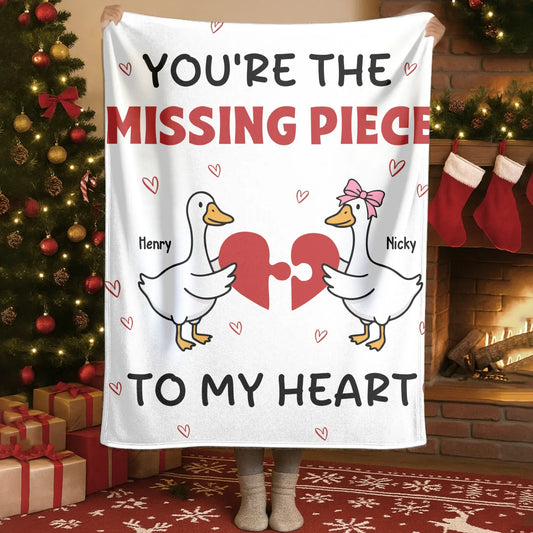 Personalized Blankets Blanket - TD / White / 30x40in / 76x101cm You're The Missing Piece To My Heart - Personalized Couple Custom Blanket
