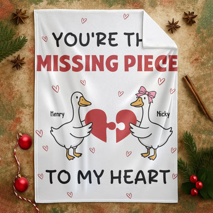 Personalized Blankets You're The Missing Piece To My Heart - Personalized Couple Custom Blanket