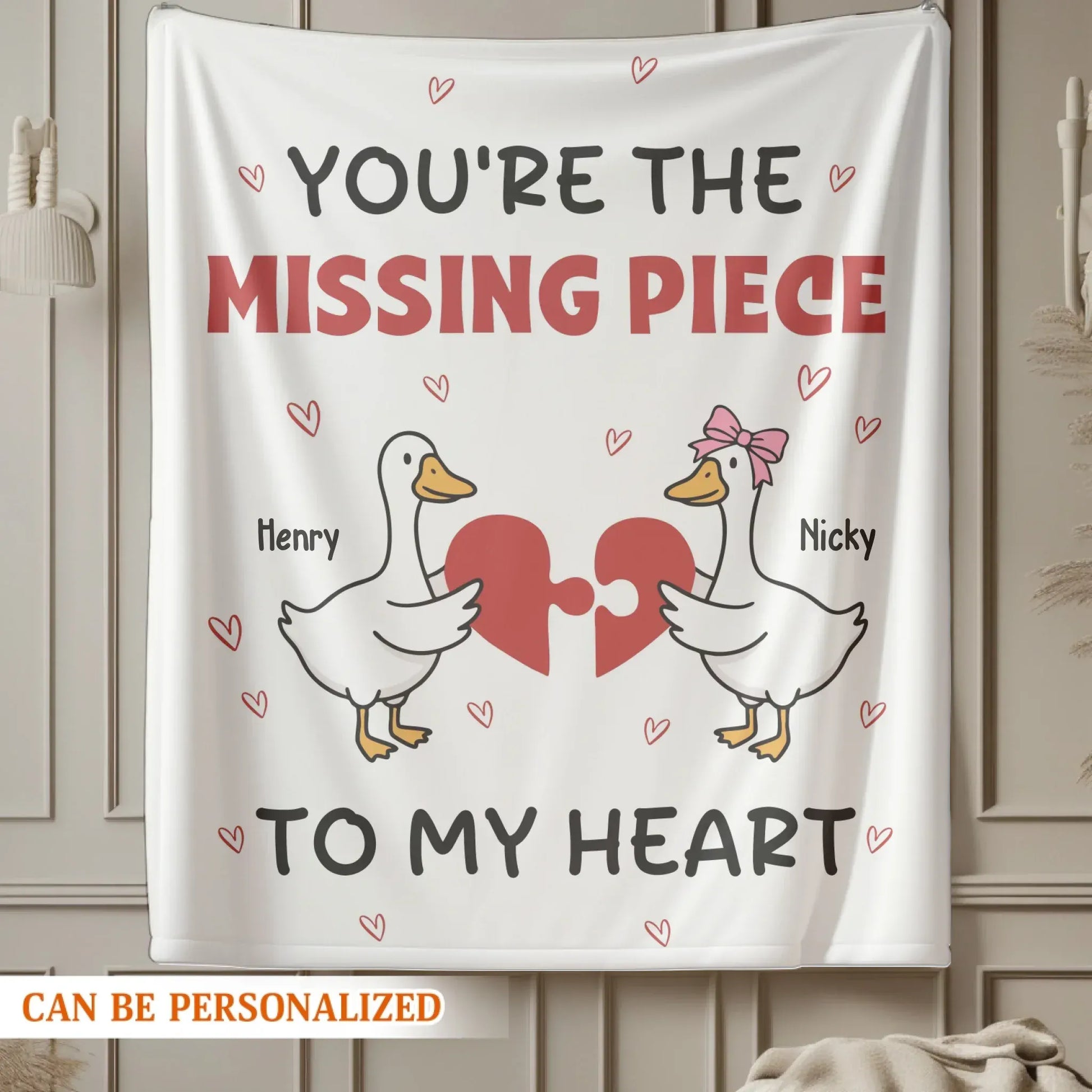 Personalized Blankets You're The Missing Piece To My Heart - Personalized Couple Custom Blanket