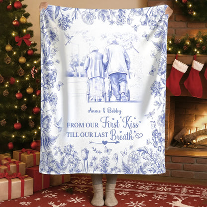 Personalized Blankets Blanket - TD / White / 30x40in / 76x101cm From Our First Kiss Till Our Last Breath - Personalized Couple Photo Custom Blanket