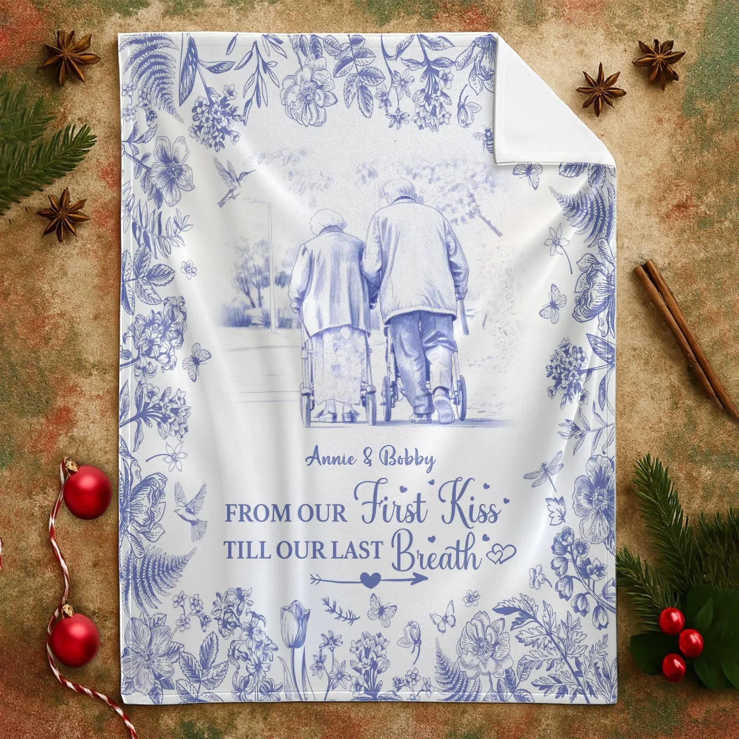 Personalized Blankets From Our First Kiss Till Our Last Breath - Personalized Couple Photo Custom Blanket