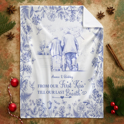 Personalized Blankets From Our First Kiss Till Our Last Breath - Personalized Couple Photo Custom Blanket