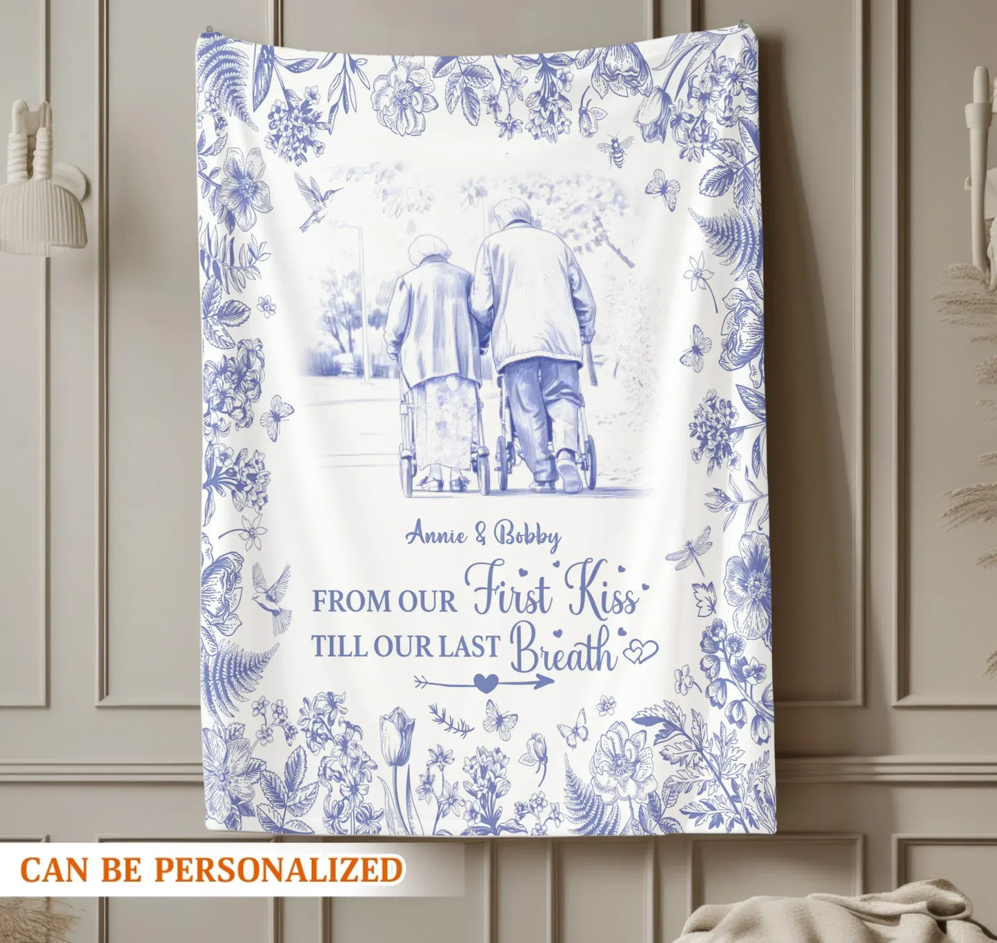 Personalized Blankets From Our First Kiss Till Our Last Breath - Personalized Couple Photo Custom Blanket