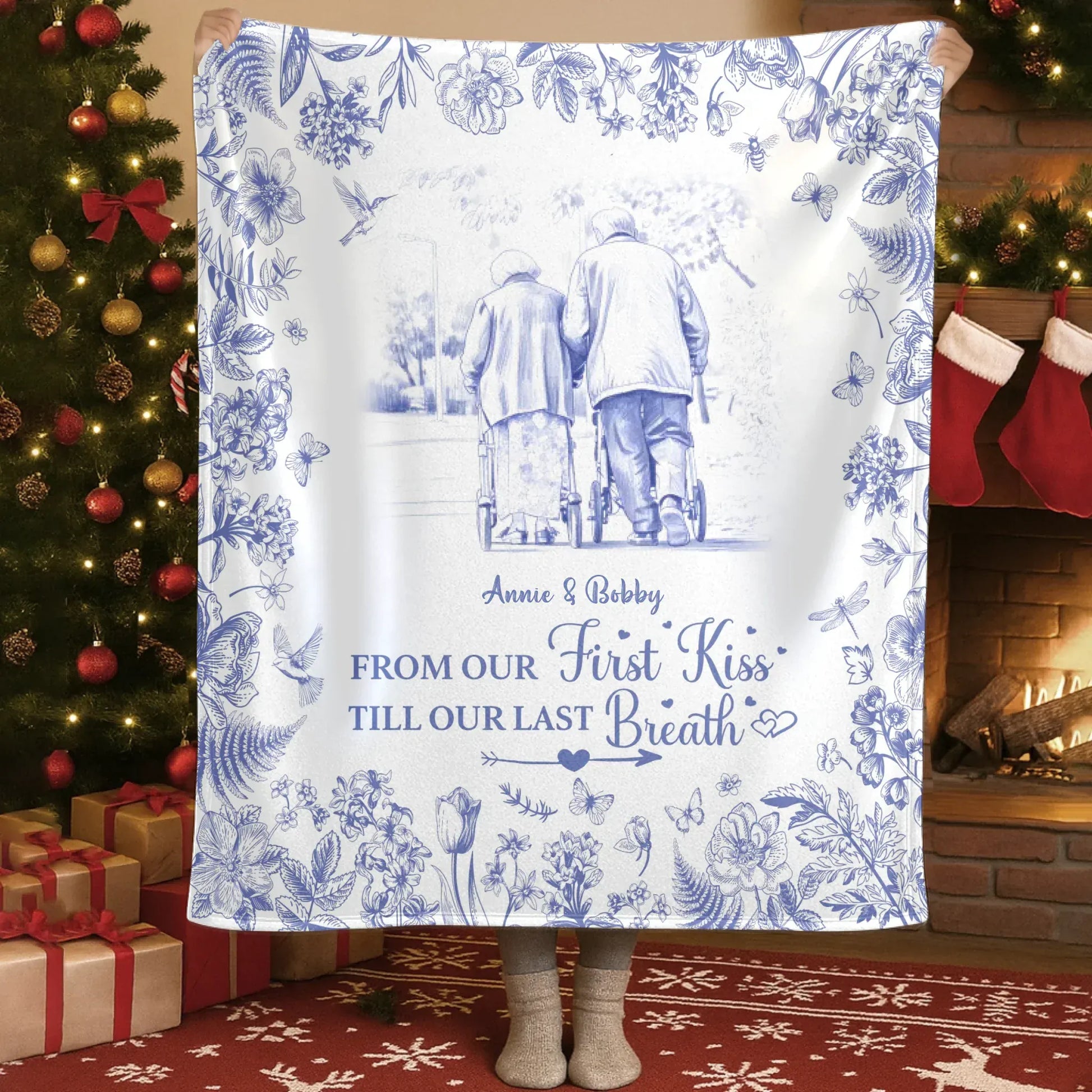 Personalized Blankets From Our First Kiss Till Our Last Breath - Personalized Couple Photo Custom Blanket