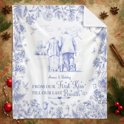 Personalized Blankets From Our First Kiss Till Our Last Breath - Personalized Couple Photo Custom Blanket