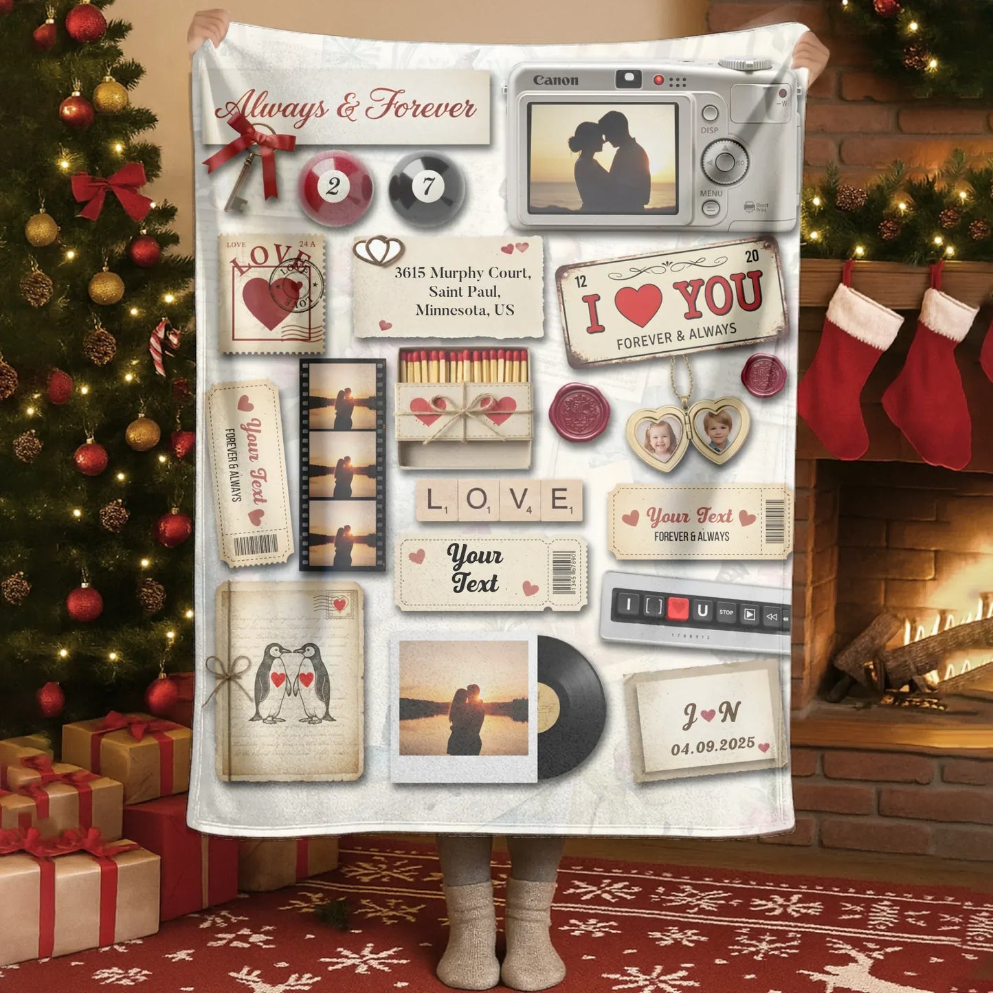 Personalized Blankets Blanket - TD / White / 30x40in / 76x101cm I Love You Always And Forever - Personalized Couple Photo Custom Blanket