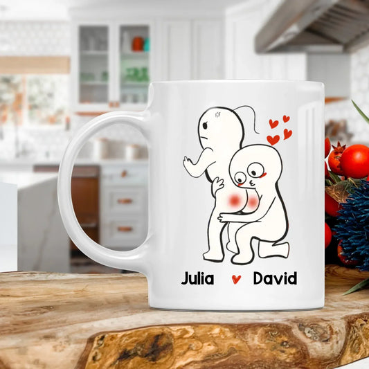 Personalized Mugs MUG - TD / WHITE / 11oz I Only Tolerate You, Because Of Your Huge Butt - Personalized Couple Custom Ceramic Mug