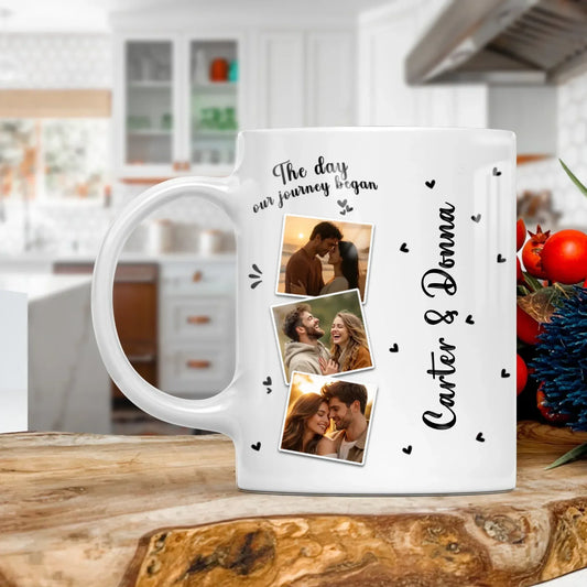 Personalized Mugs MUG - TD / WHITE / 11oz The Day Our Journey Began - Personalized Couple Photo Custom Ceramic Mug