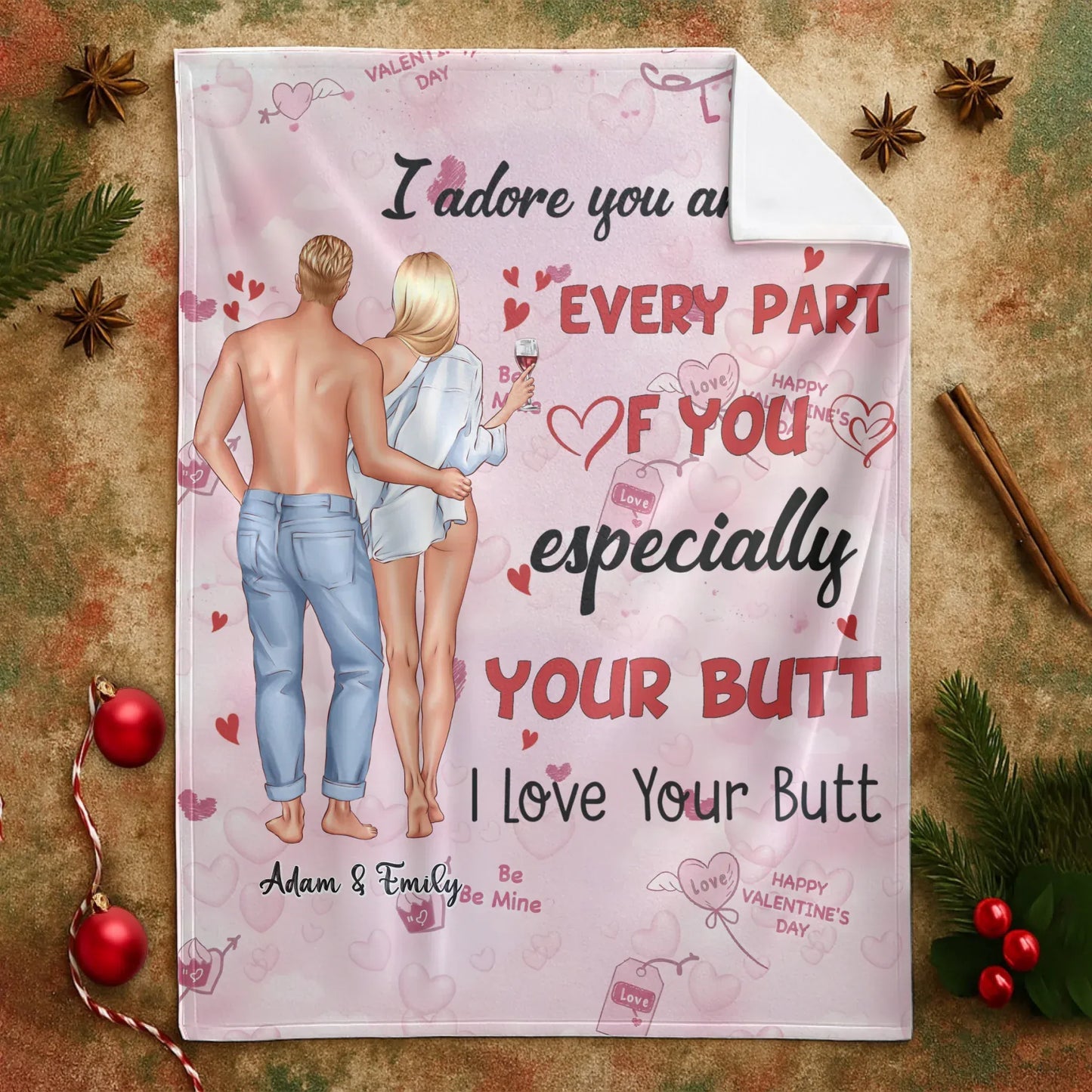 I Adore You And Love Every Part Of You - Personalized Couple Custom Blanket