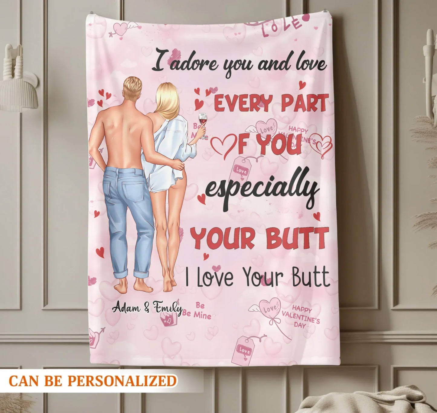 I Adore You And Love Every Part Of You - Personalized Couple Custom Blanket