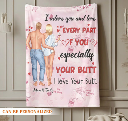 I Adore You And Love Every Part Of You - Personalized Couple Custom Blanket