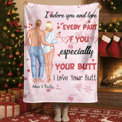 Blanket - TD / White / 30x40in / 76x101cm I Adore You And Love Every Part Of You - Personalized Couple Custom Blanket