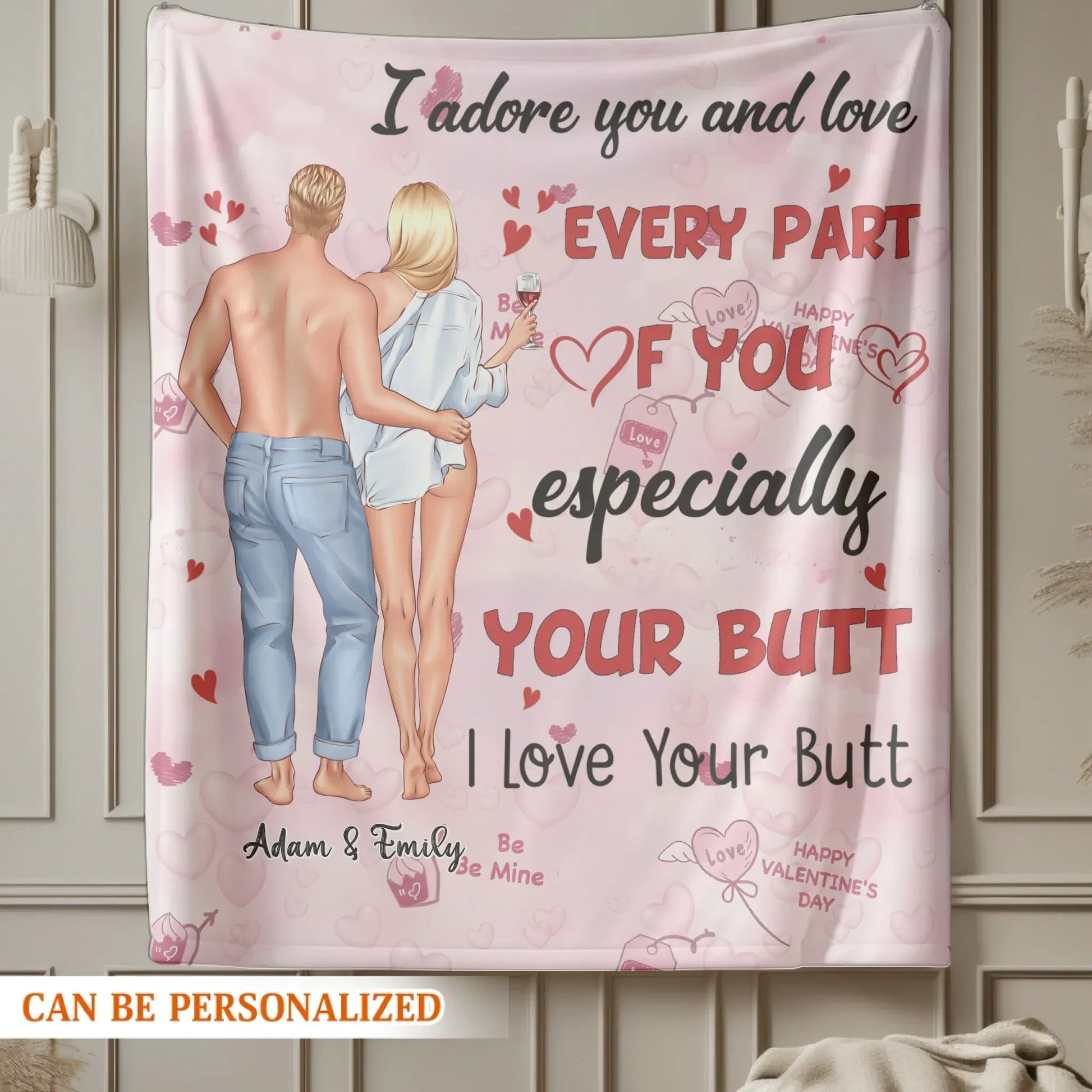 I Adore You And Love Every Part Of You - Personalized Couple Custom Blanket