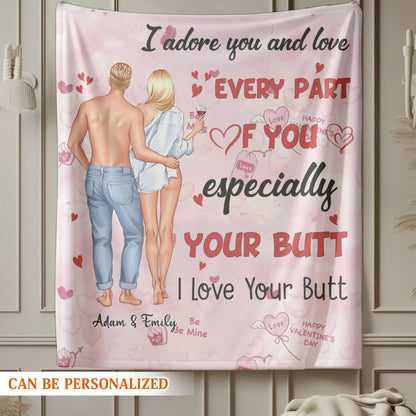 I Adore You And Love Every Part Of You - Personalized Couple Custom Blanket