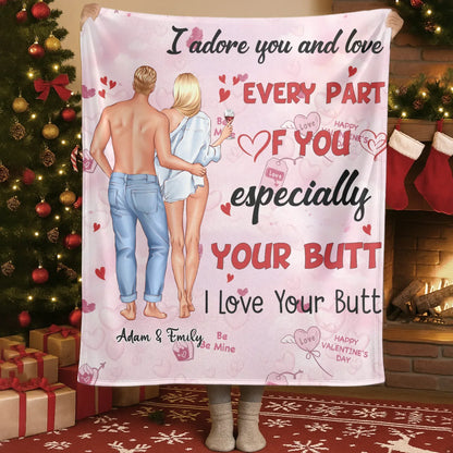 I Adore You And Love Every Part Of You - Personalized Couple Custom Blanket