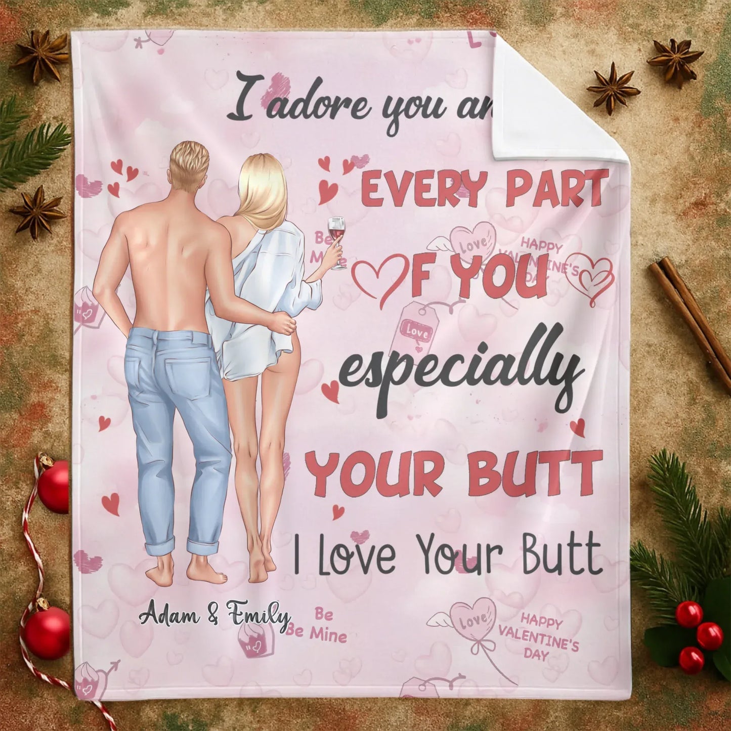 I Adore You And Love Every Part Of You - Personalized Couple Custom Blanket