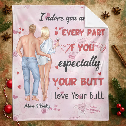 I Adore You And Love Every Part Of You - Personalized Couple Custom Blanket