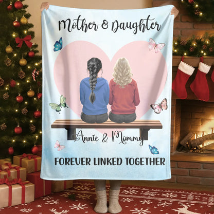 Personalized Blankets Blanket - TD / White / 30x40in / 76x101cm Mother & Daughter Forever Linked Together - Personalized Mother's Day Custom Blanket