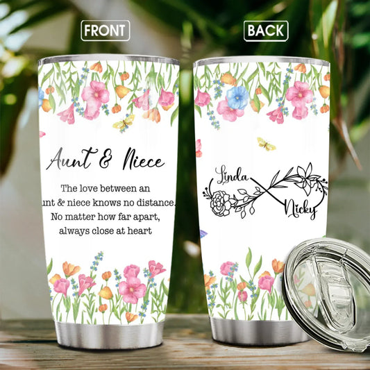 Personalized Tumblers TUMBLER - TD / WHITE / 20oz The Love Between An Aunt & Niece Knows No Distance - Personalized Mother's Day Custom Tumbler