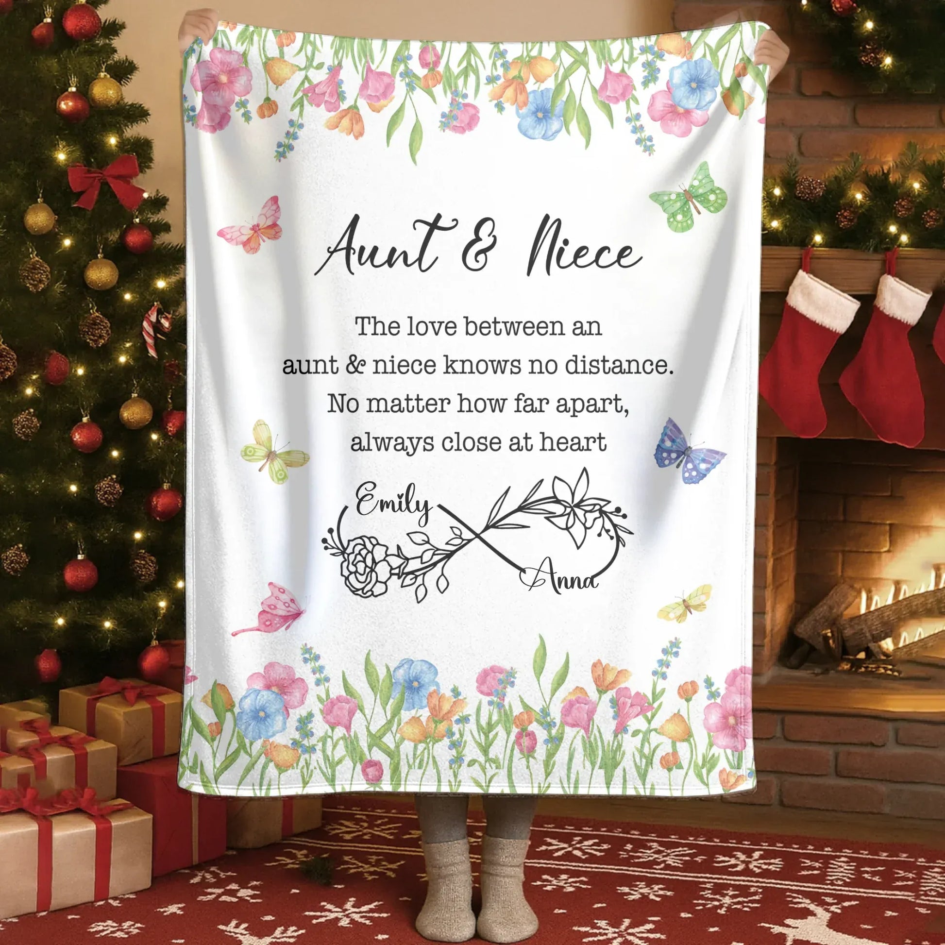 Personalized Blankets Blanket - TD / White / 30x40in / 76x101cm The Love Between An Aunt & Niece Knows No Distance - Personalized Mother's Day Custom Blanket
