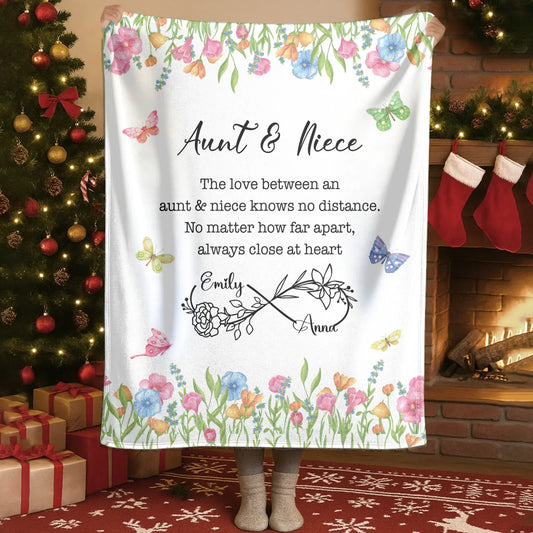 Personalized Blankets Blanket - TD / White / 30x40in / 76x101cm The Love Between An Aunt & Niece Knows No Distance - Personalized Mother's Day Custom Blanket
