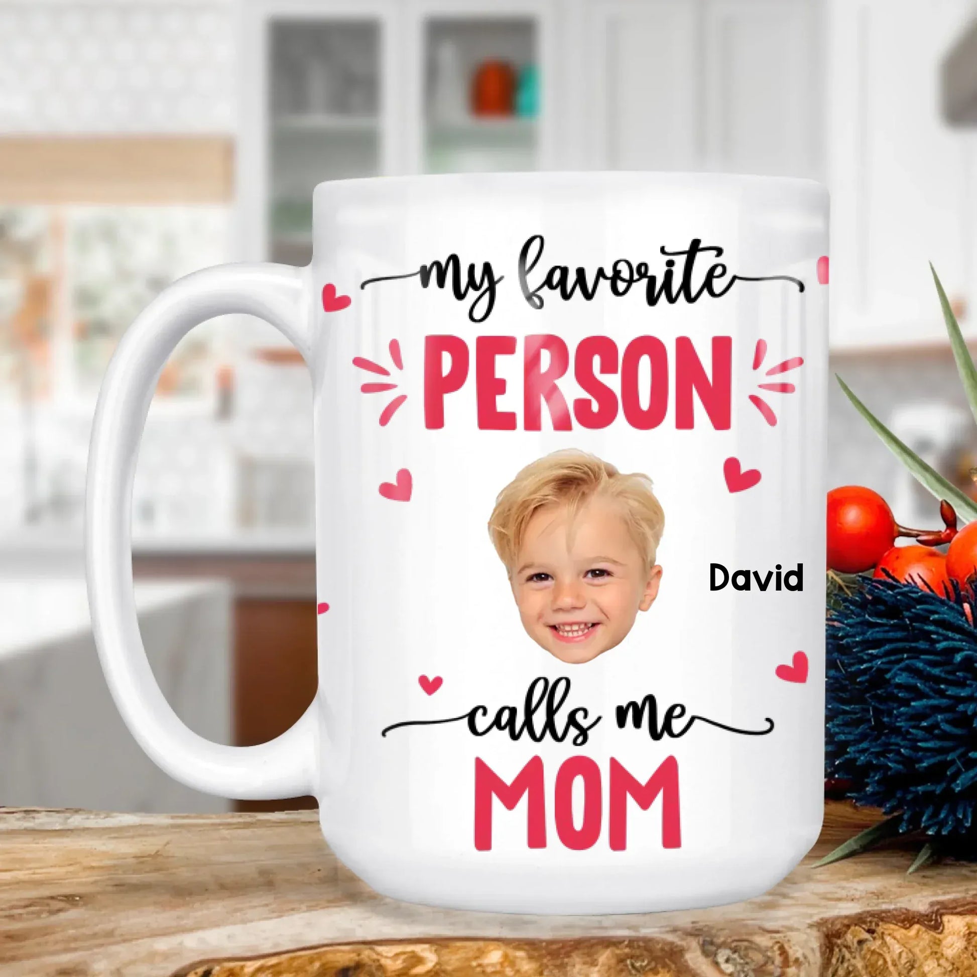 Personalized Mugs MUG - TD / WHITE / 15oz My Favorite Person Calls Me Mom - Personalized Mother's Day Photo Custom Ceramic Mug