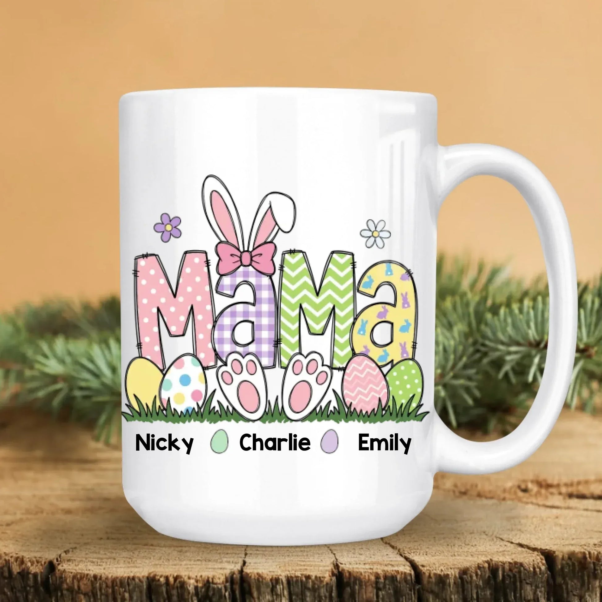 Personalized Mugs Being A Dog Mom Is My Happy Ever After - Personalized Easter Day Custom Ceramic Mug
