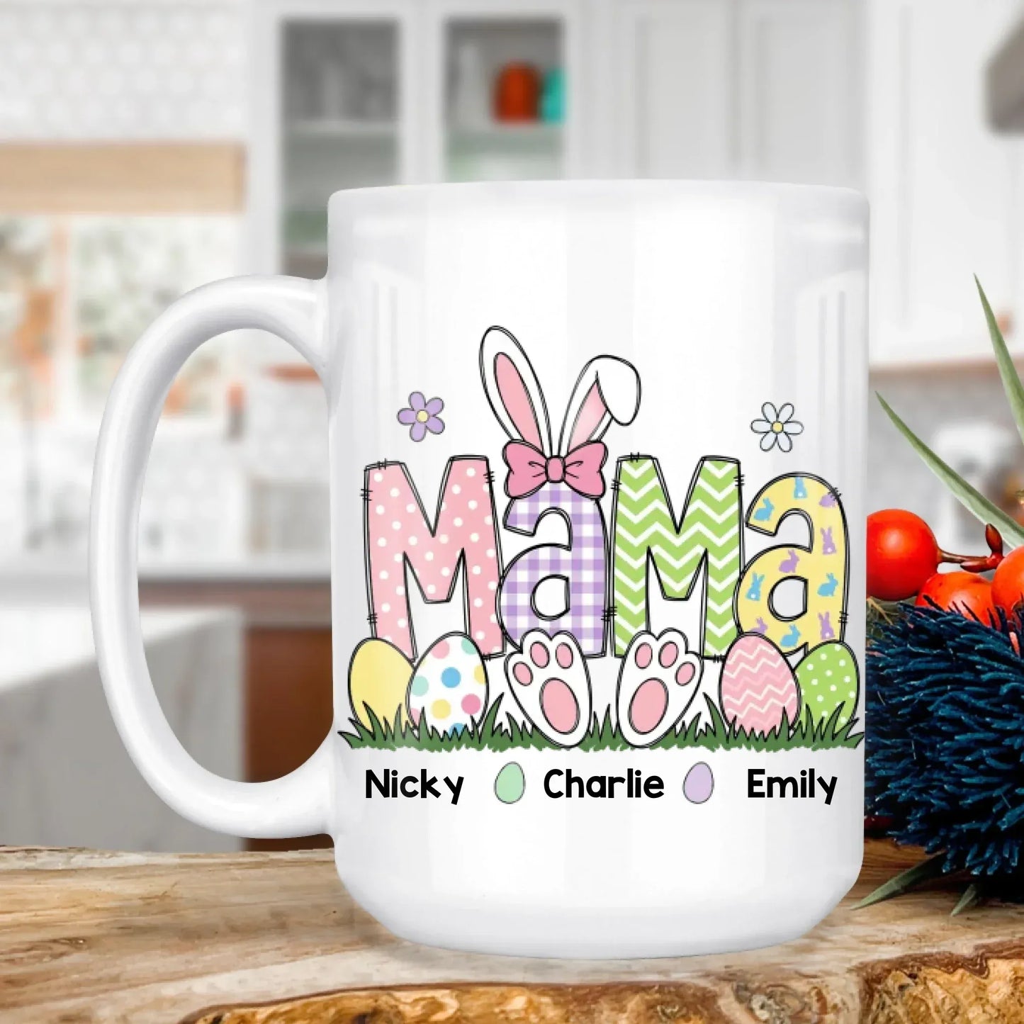 Personalized Mugs MUG - TD / WHITE / 15oz Being A Dog Mom Is My Happy Ever After - Personalized Easter Day Custom Ceramic Mug