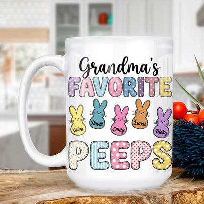 Personalized Mugs MUG - TD / WHITE / 15oz A Grandma's Heart Is A Patchwork Of Love - Personalized Easter Day Custom Ceramic Mug