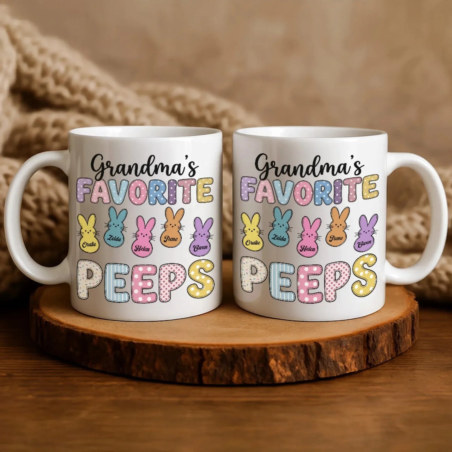 Personalized Mugs A Grandma's Heart Is A Patchwork Of Love - Personalized Easter Day Custom Ceramic Mug